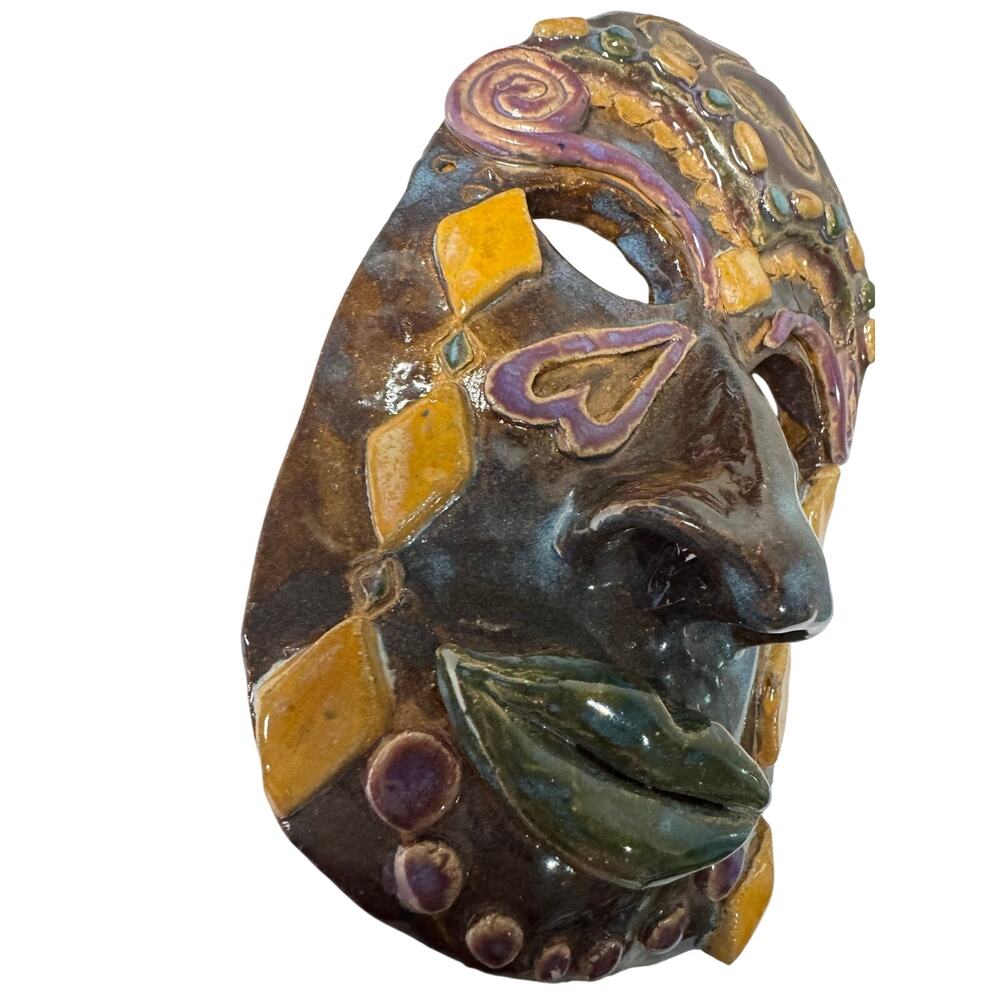 Handmade Stylized Glazed Clay Mask
